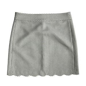 Loft Scallop Hem Mini Skirt Black & White Preppy Polka Dot Women's Size 4 EUC